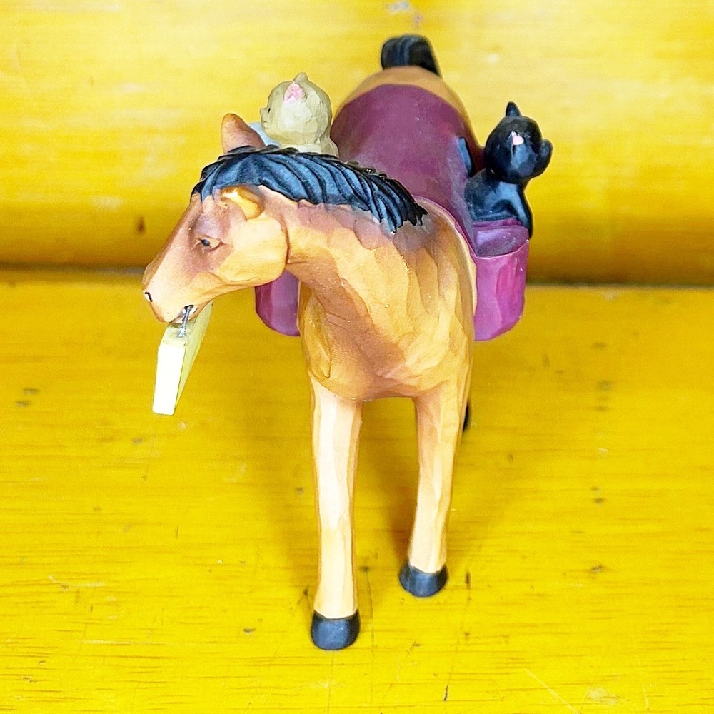 Horse with Free Kittens Figurine Cat Lover Whimsical Resin Statue - Picture 3 of 7